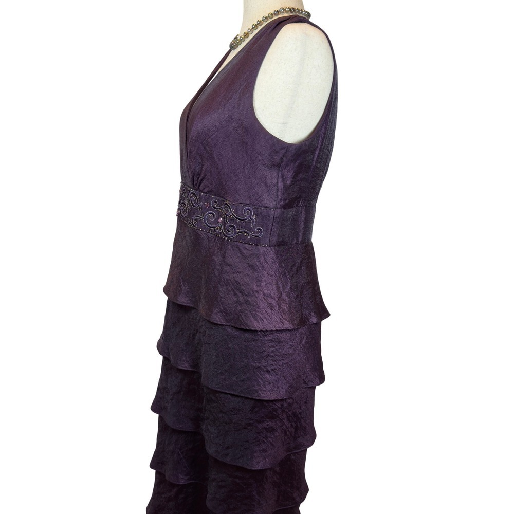 RM Richards Plum Formal Gown size 14 Sweetheart Tiered Ruffles Embellished Waist - Picture 4 of 11